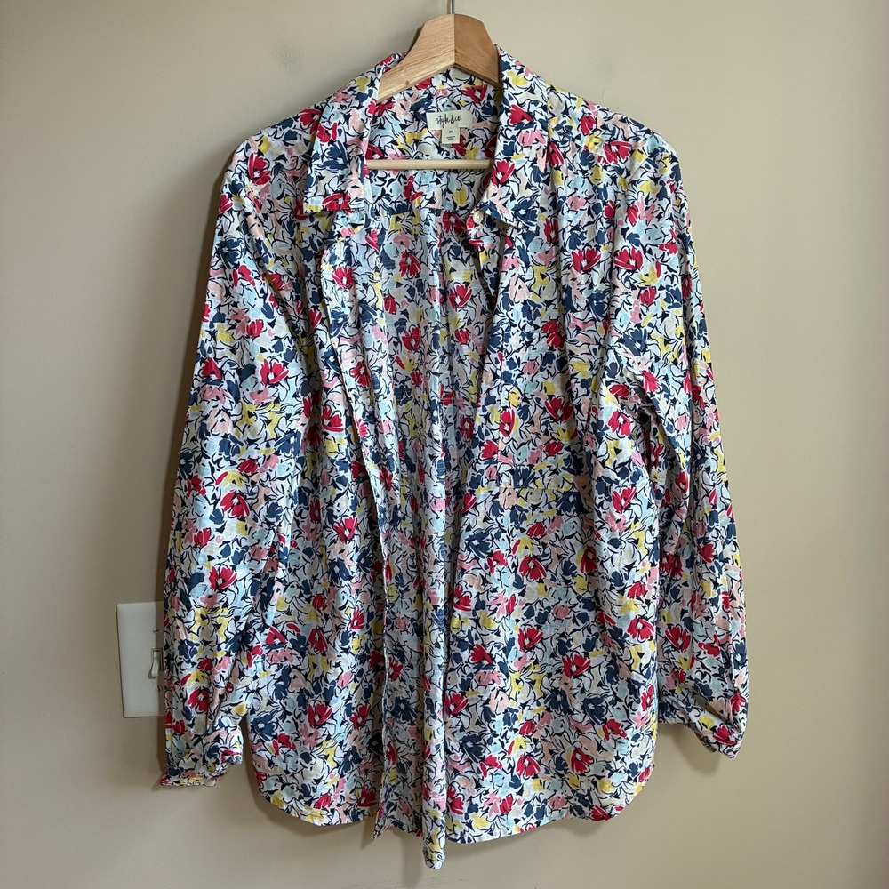 Vintage Style & Co Floral Button Down Shirt XL Multicolor Women Cotton